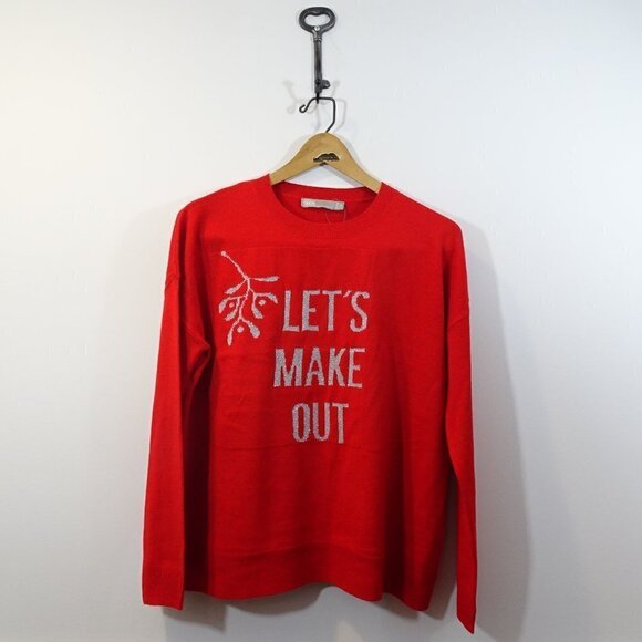 ASOS Red Silver Glittery Christmas Sweater - Picture 1 of 6